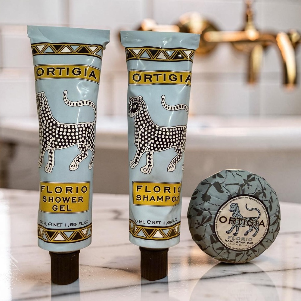 Ortigia Florio NWOT 3Pc Florio Shower Gel & Shampoo Tubes with Decorative Soap